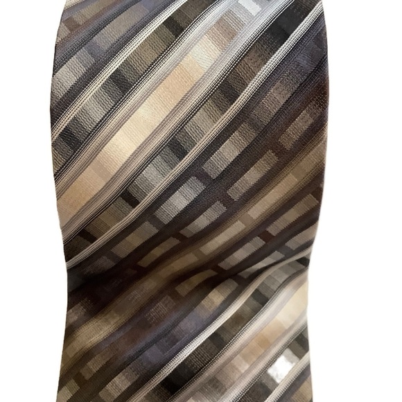 JOSEPH & FEISS Neutral Stripe Woven Silk Tie - Picture 1 of 11
